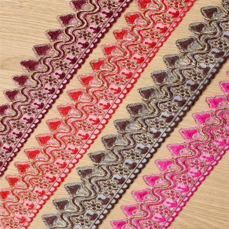 Multicolour ornamental scrolls decorative trim — Photographed decorative trim sample; verify colour and construction with a physical sample