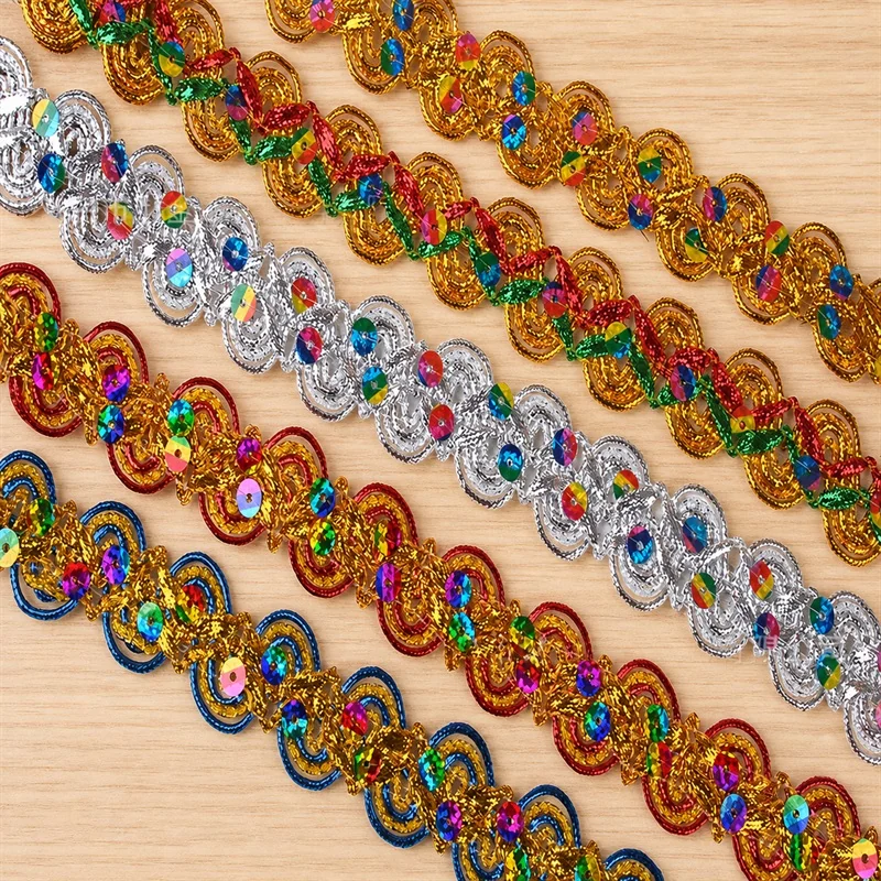 Multicolour oval accents decorative trim — Photographed decorative trim sample; verify colour and construction with a physical sample