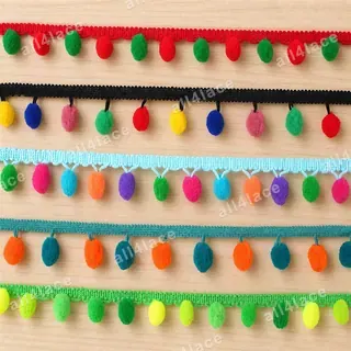 Multicolour pom-pom ladder trim