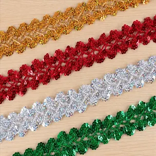 Multicolour raised waves decorative trim — Photographed decorative trim sample; verify colour and construction with a physical sample