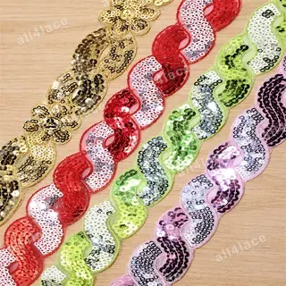 Multicolour Sequin Arc Scallop Trim
