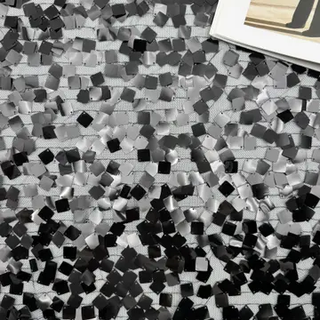 Multicolour Square Sequin Fabric Samples — Overall sample and pattern view