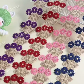 Multicolour Three-Flower Cluster Trim