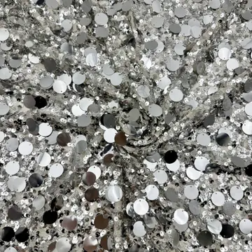 Oversized Disc Mixed Sequin Fabric — Photographed colour sample; ask which shades are currently available