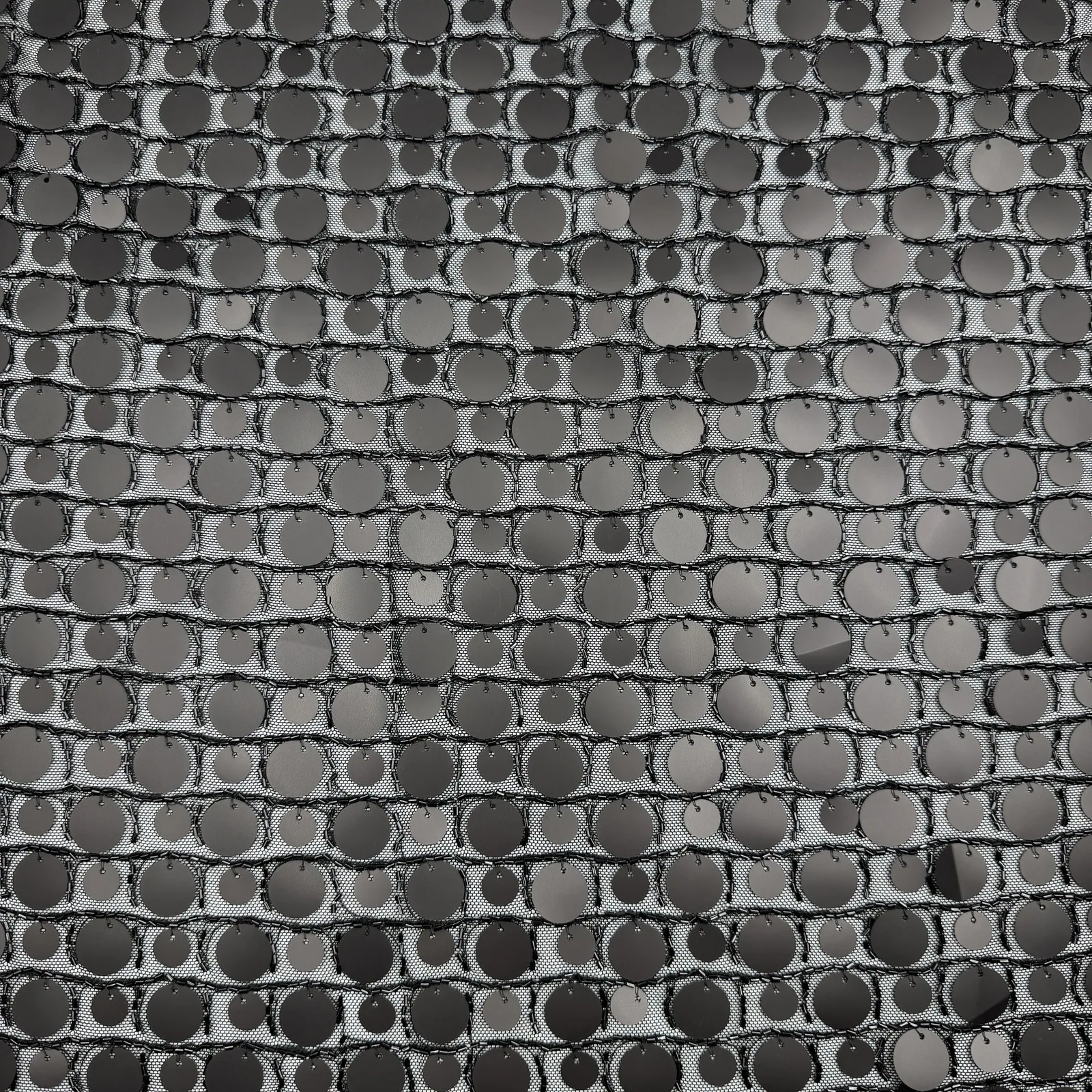 Oversized Round Disc Mesh Fabric Samples — Overall sample and pattern view