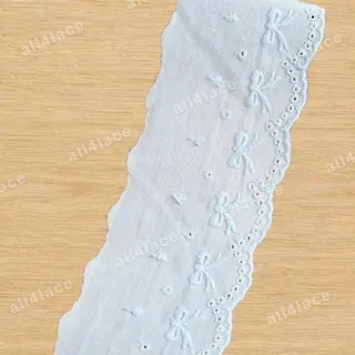 Pale Blue Bow Eyelet Trim