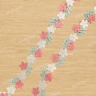 Soft pastel linked blossoms lace trim