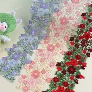Pastel Dense Floral Cluster Lace Border
