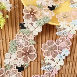 Soft pastel mixed flowers tulle trim