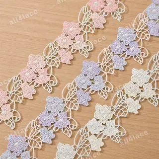 Pastel Flower and Leaf Openwork Trim