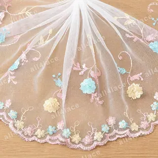 Pastel Flower Scalloped Tulle Border