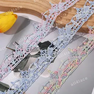 Soft pastel ribbon roses lace trim