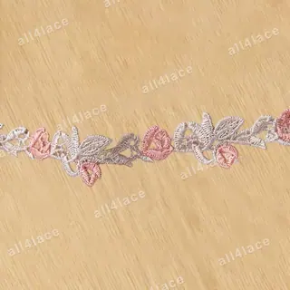 Soft pastel rose lace trim