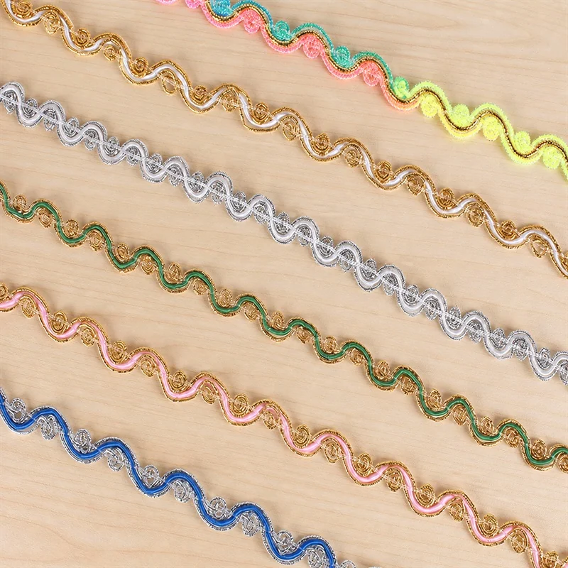 Pastel and Silver Small Wave Braid — Photographed decorative trim sample; verify colour and construction with a physical sample