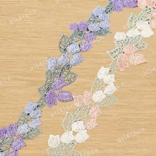 Pastel Tulip Leaf Vine Lace Trim