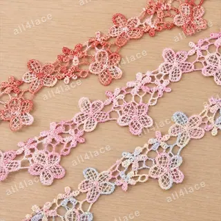 Pink Openwork Five-Petal Flower Trim