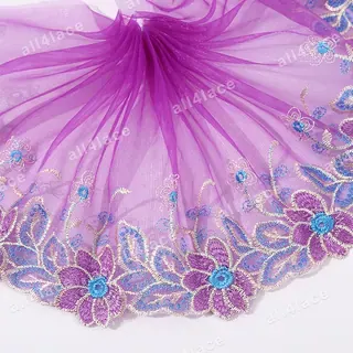 Purple tulips tulle trim