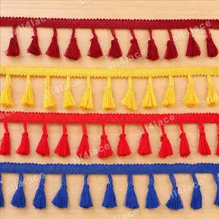 Rainbow tones wide tassels fringe trim