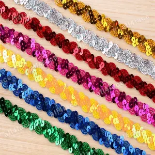 Rainbow tones sequin loops decorative trim