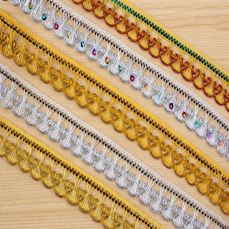 Rainbow tones sequin stripes decorative ribbon — Photographed decorative trim sample; verify colour and construction with a physical sample
