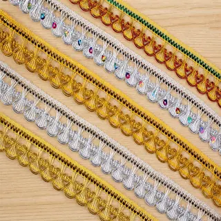 Rainbow tones sequin stripes decorative ribbon — Photographed decorative trim sample; verify colour and construction with a physical sample