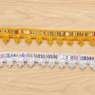 Reflective Row Pointed Drop Fringe Trim