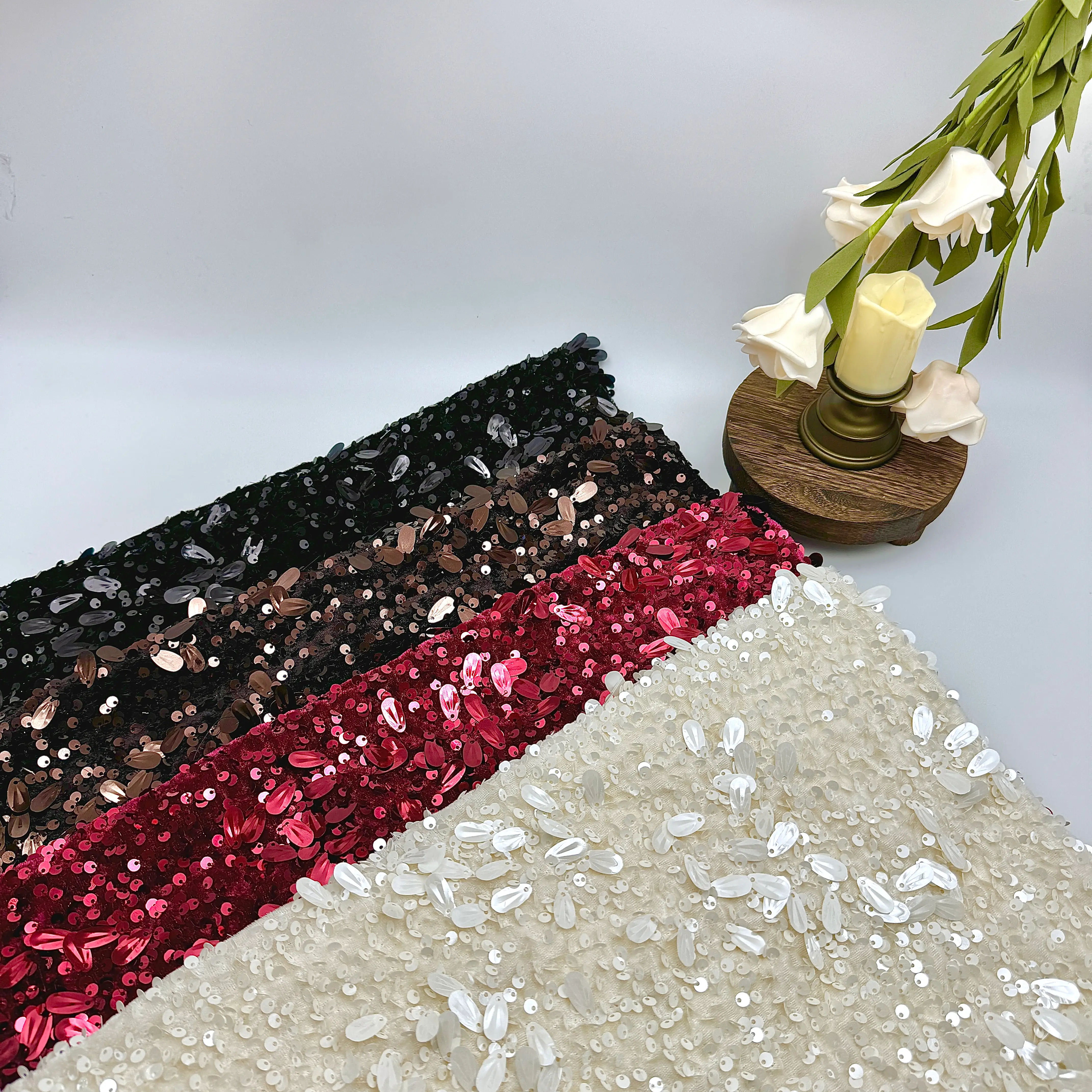 Large Melon Seed Textured Sequin Embroidery