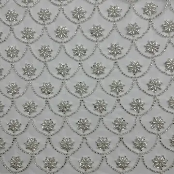 Sunburst Bead Diamond Mesh Fabric — Overall sample and pattern view