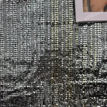 Vertical Floral Sequin Grid Fabric