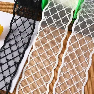White diamond drops mesh trim