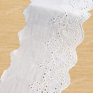 White scalloped eyelets openwork trim