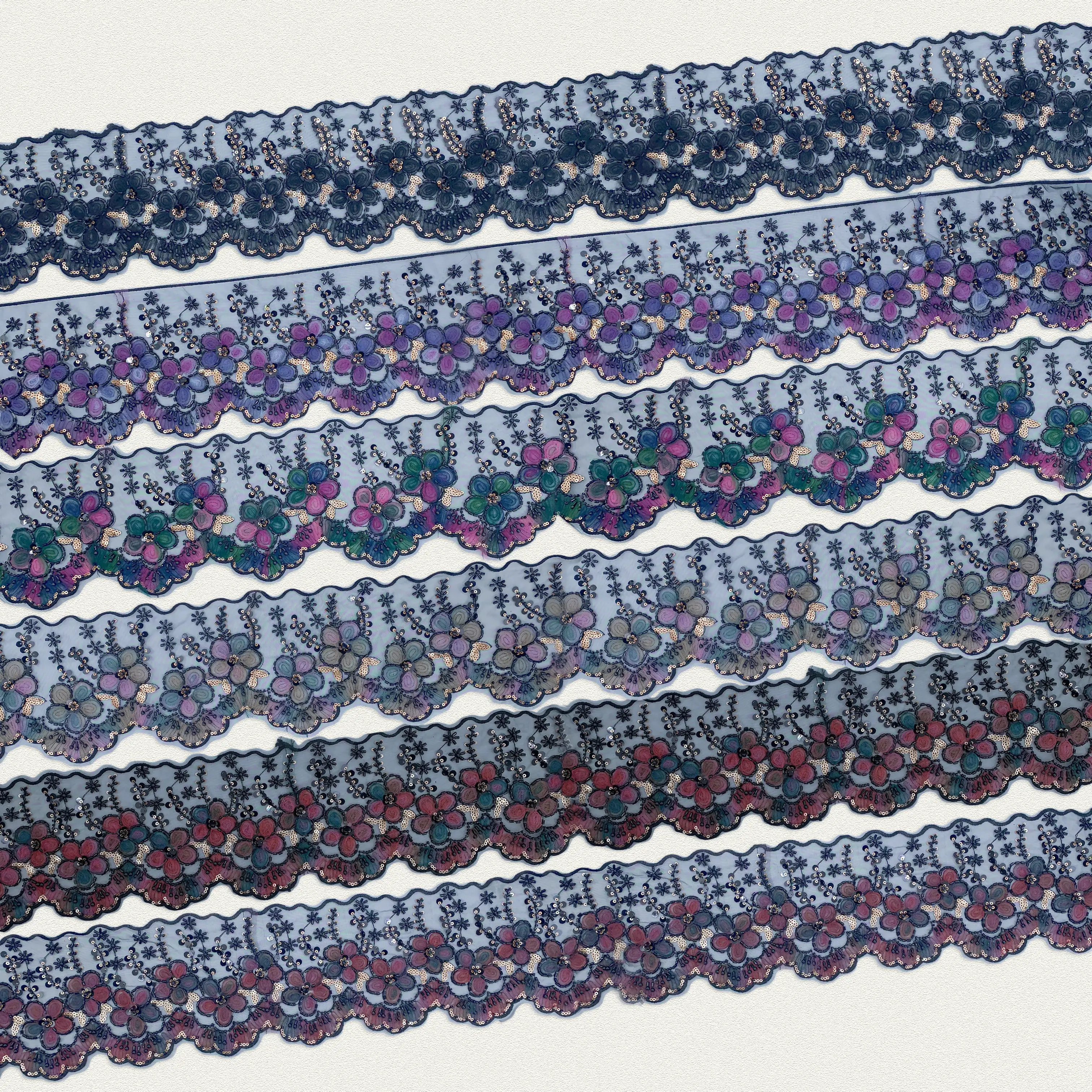 Wide Floral Colorful Trim Collection