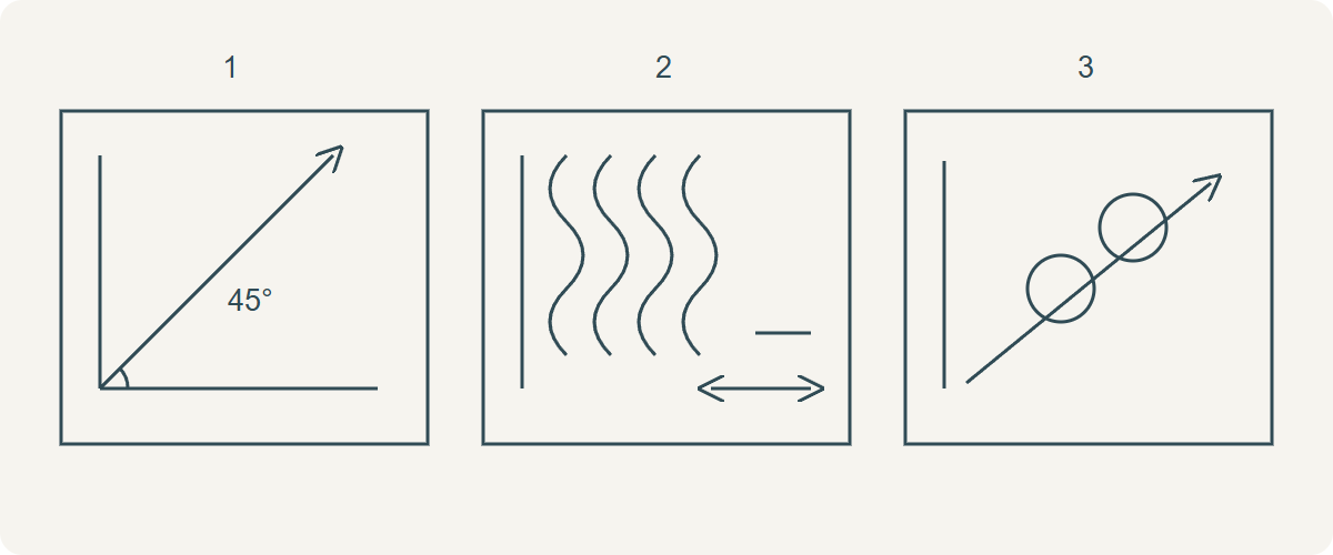 Structural and motif directions shown separately on three schematic lace grounds