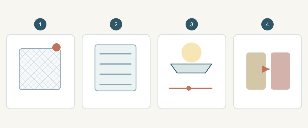 Original schematic of four fields to check in a decorated-fabric lightfastness report